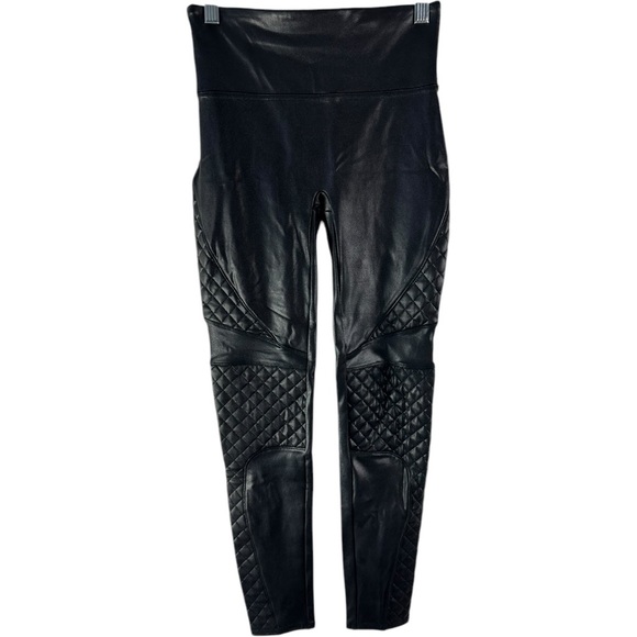 SPANX Pants - Spanx Black Faux Leather Moto Leggings Size Small